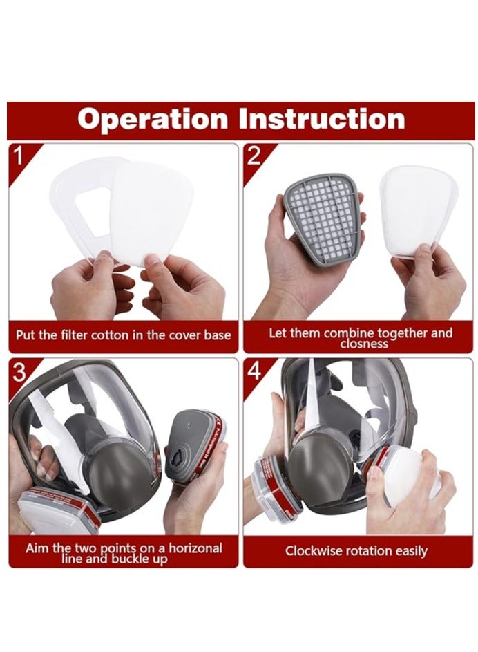 Full Facepiece Reusable Respirator Mask - Organic Gas Dust Chemical Respirator with Extra Filter for Painting, Woodworking, Spray Painting, Machine Polishing, Welding, Epoxy and Other Work Protection  - Image 2