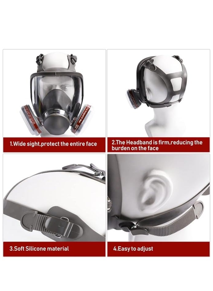 Full Facepiece Reusable Respirator Mask - Organic Gas Dust Chemical Respirator with Extra Filter for Painting, Woodworking, Spray Painting, Machine Polishing, Welding, Epoxy and Other Work Protection  - Image 5