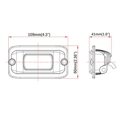 Raycharm 4.3" Flush-Mount Off-road LED Light, Super Bright 6000K Cool-White, 90° Wide Flood Beam, Reverse & Backup Light for Jeep, Truck, UTV, ATV, IP68 Waterproof/Shockproof, 12V/24V, 2-Pack - Image 3