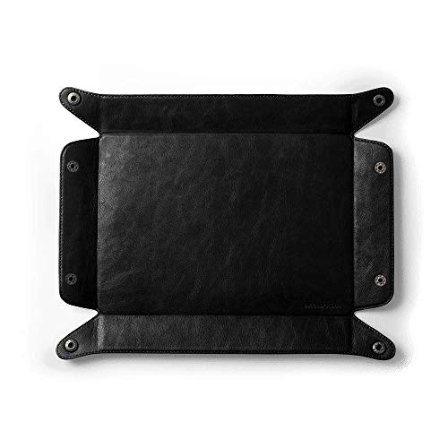 DailyObjects Valet Vegan Leather Tray|Desk Tray Organiser|Organiser for Office, Home, Living Room|Button Opening|Water Resistent - Black, Rectangular - Image 5