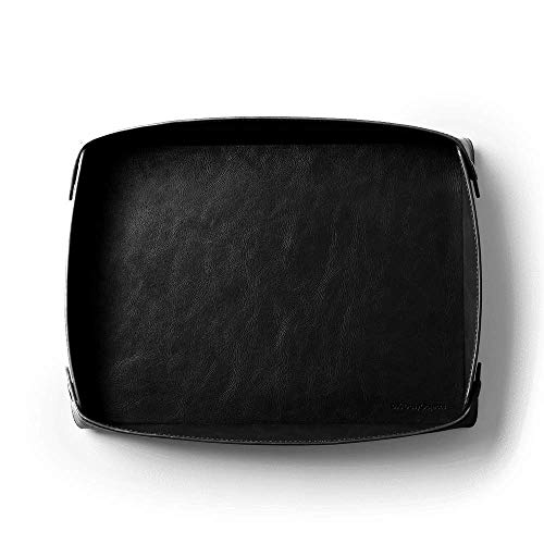 DailyObjects Valet Vegan Leather Tray|Desk Tray Organiser|Organiser for Office, Home, Living Room|Button Opening|Water Resistent - Black, Rectangular - Image 4