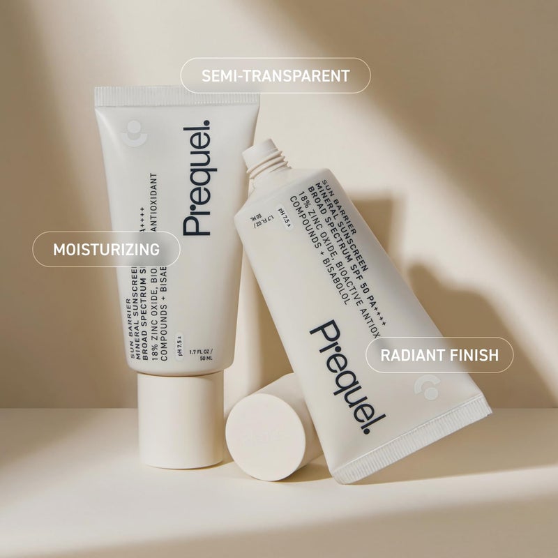 Prequel Skin Sun Barrier Mineral Sunscreen SPF 50. PA++++ Broad Spectrum Zinc Oxide Sunblock with Semi-Transparent Lightweight Texture. Moisturizing UV Defense for Face. Travel Size, 1.7oz - Image 5
