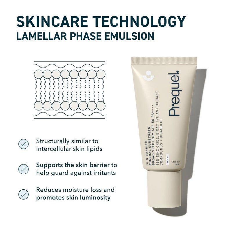 Prequel Skin Sun Barrier Mineral Sunscreen SPF 50. PA++++ Broad Spectrum Zinc Oxide Sunblock with Semi-Transparent Lightweight Texture. Moisturizing UV Defense for Face. Travel Size, 1.7oz - Image 4