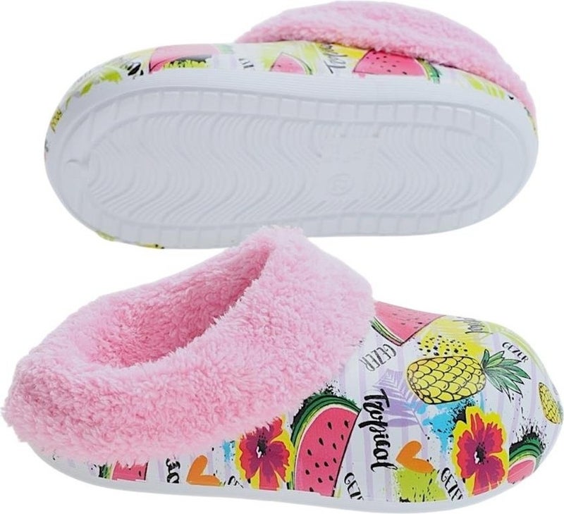 Liger Furry Inside Eva Outside Kids Home Nursery School Street Slippers Pink  - Image 4