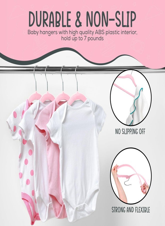 TechZoo 25 Premium Baby Velvet Hangers - 11.8 Inches Non-Slip & Ultra-Slim Baby Hangers for Space-Saving & Children Clothes - 360 Swivel Hook, Strong & Durable Infant & Toddler Clothes Hanger - Pink - Image 5