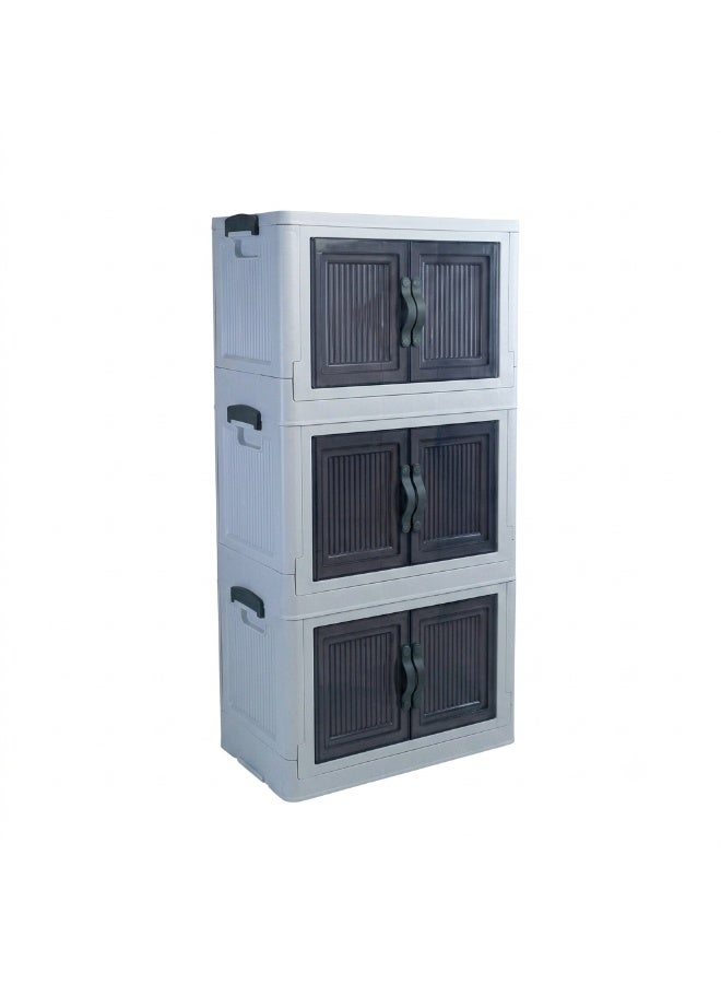 Aksa Cozy 3-Tier Wardrobe LIGHT Grey - Image 1