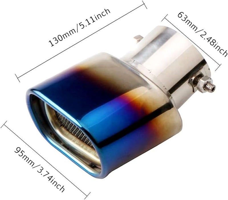 AutoBizarre Stainless Steel Burnt Blue Holographic Blue Square Shaped Pipe Car Exhaust Tail Muffler Tip Car End Pipe Tail Exhaust Show Pipe Universal for All Cars (Square Pipe Curved Bent) - Image 5