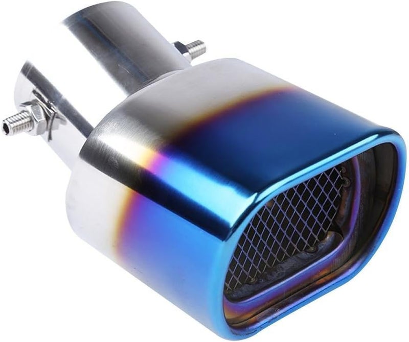 AutoBizarre Stainless Steel Burnt Blue Holographic Blue Square Shaped Pipe Car Exhaust Tail Muffler Tip Car End Pipe Tail Exhaust Show Pipe Universal for All Cars (Square Pipe Curved Bent) - Image 3