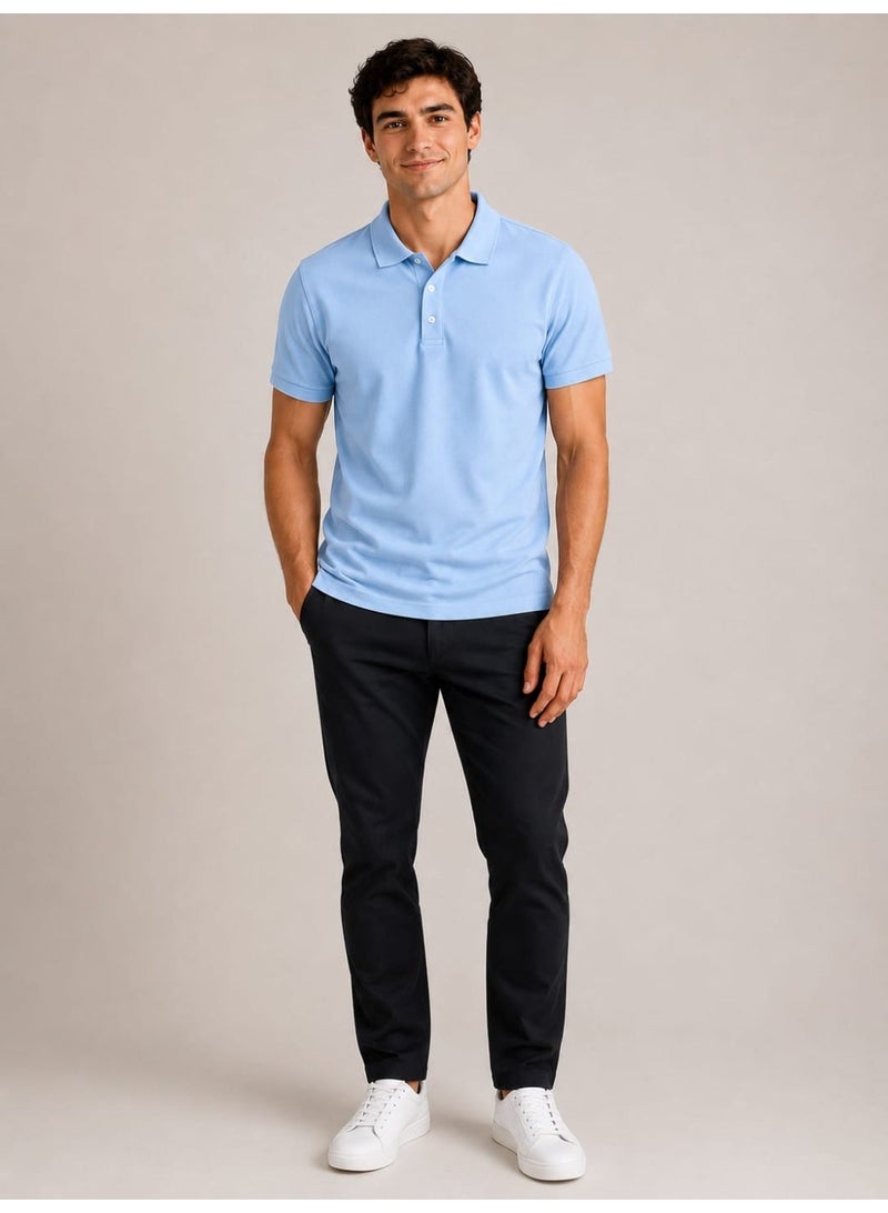 ZOSE Men's Polo T-Shirt, Regular Fit, Sky Blue - Image 2