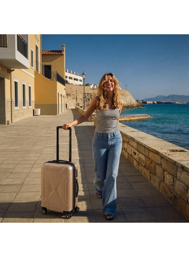 Eagle Express Expedition 20 Inch Cabin Luggage Gold, ABS Hard Shell Carry On Trolley Suitcase with Lightweight Travel Design, 360 Spinner Wheels, Secure Lock System and 2 Year Warranty - Image 2