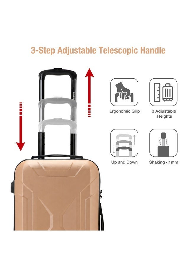 Eagle Express Expedition 20 Inch Cabin Luggage Gold, ABS Hard Shell Carry On Trolley Suitcase with Lightweight Travel Design, 360 Spinner Wheels, Secure Lock System and 2 Year Warranty - Image 4