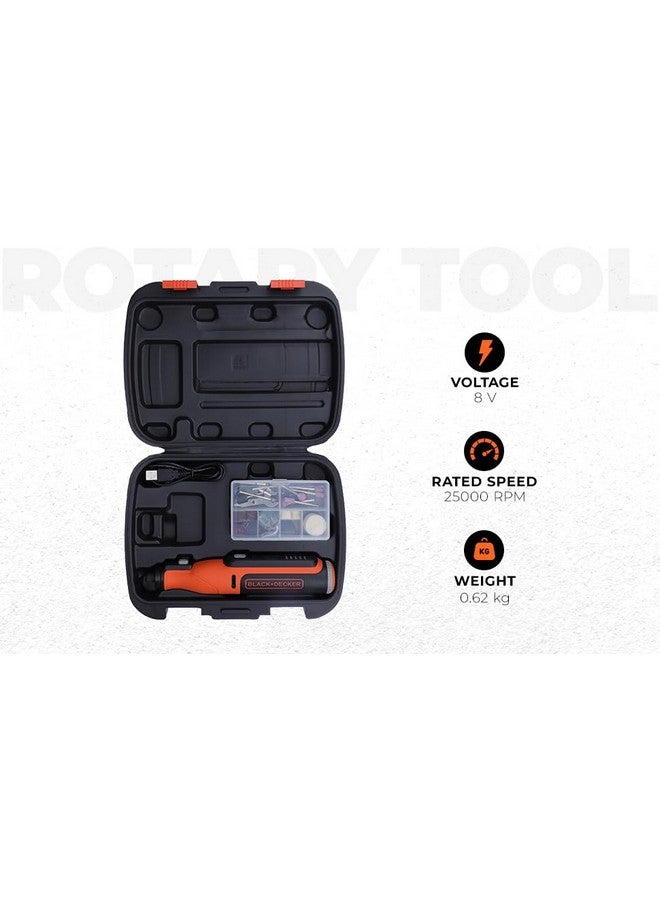 بلاك اند ديكر أداة دوارة لاسلكية 8 فولت 1.5 أمبير من بلاك+ديكر BCRT8K35-B1 مع مجموعة ملحقات مكونة من 35 قطعة - Image 2