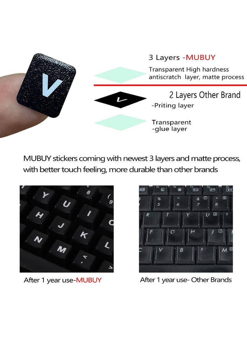 عبوتان من ملصقات لوحة المفاتيح العربية العالمية بخلفية شفافة مع حروف بيضاء للكمبيوتر المحمول والكمبيوتر المحمول وسطح المكتب وملصقات لوحة مفاتيح الكمبيوتر البديلة - Image 4