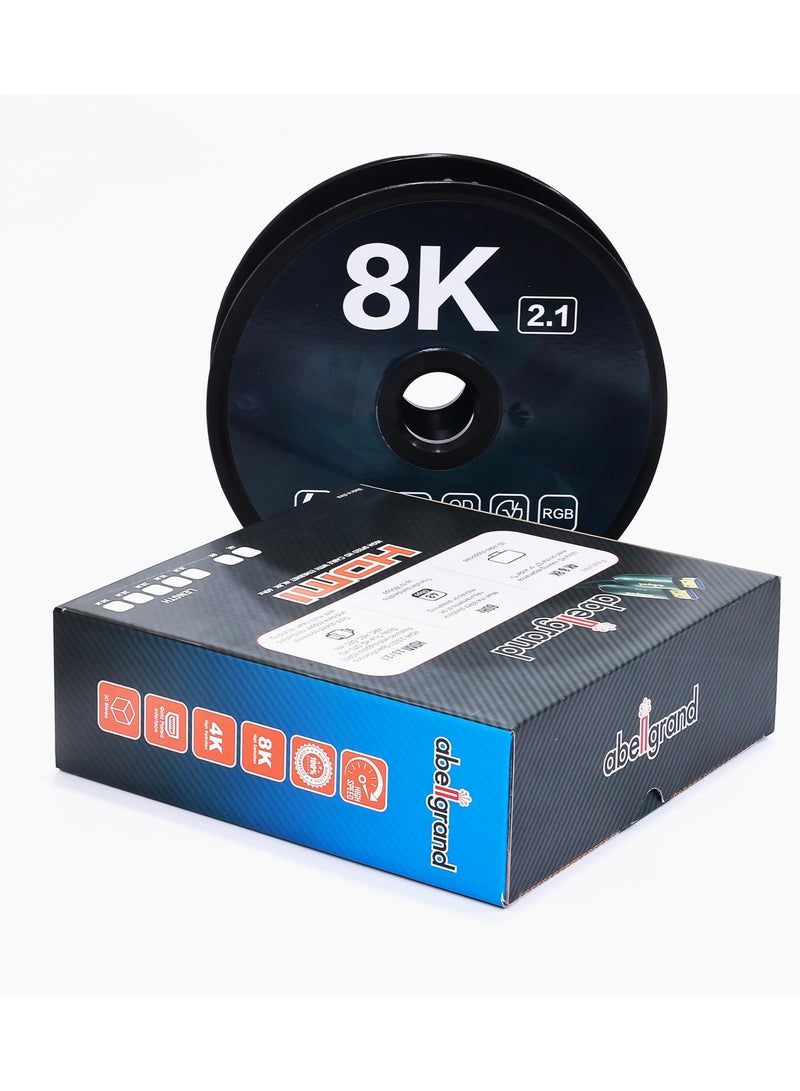 Abellgrand HDMI 5m AOC 8K 2.1 AGcon Cable comes with durable construction and ultra-sleek design. Abellgrand 8K/UHD/HDR OPTICAL 8K 2.1 HDMI Hybrid cables utilize fiber to transmit HDMI data and clock portions of the signal. Supports 8K@60Hz/ 48Gbps, 4K@120Hz/18Gbps Compatible with HDMI 2.1 Units: Transmitter (Source) Receiver (Display) Video Bandwidth: 48Gbps, (12 Gbps/x4 Channel FRL) Watch 8K video contents, game console, laptop or tablet on an Ultra HD television, monitor or projector. - Image 3