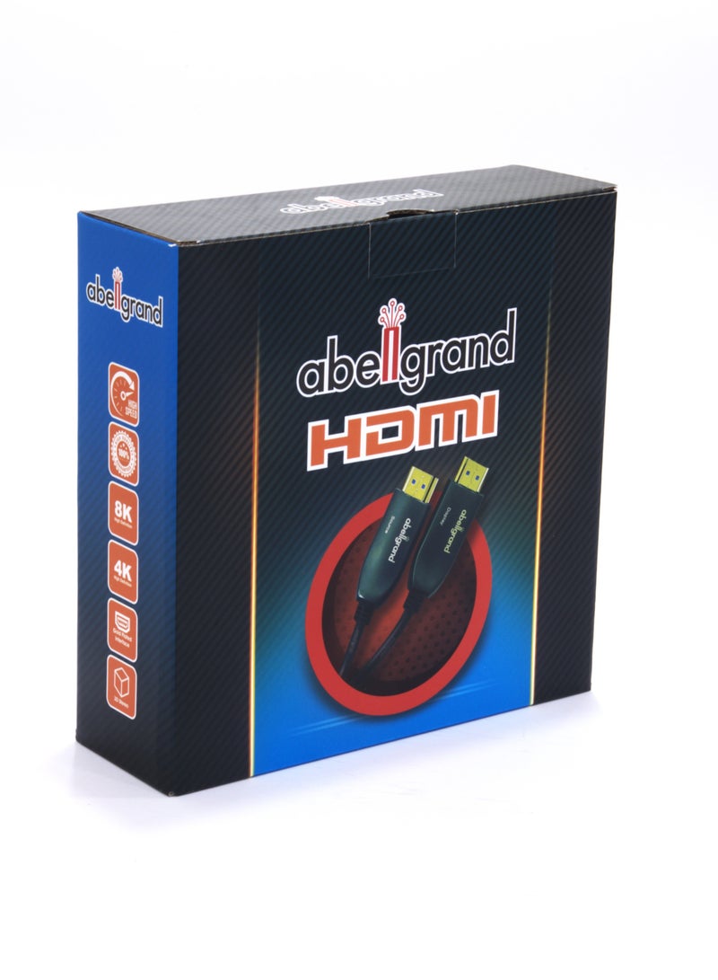 Abellgrand HDMI 5m AOC 8K 2.1 AGcon Cable comes with durable construction and ultra-sleek design. Abellgrand 8K/UHD/HDR OPTICAL 8K 2.1 HDMI Hybrid cables utilize fiber to transmit HDMI data and clock portions of the signal. Supports 8K@60Hz/ 48Gbps, 4K@120Hz/18Gbps Compatible with HDMI 2.1 Units: Transmitter (Source) Receiver (Display) Video Bandwidth: 48Gbps, (12 Gbps/x4 Channel FRL) Watch 8K video contents, game console, laptop or tablet on an Ultra HD television, monitor or projector. - Image 2