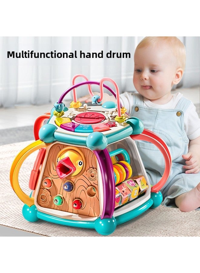 طفل متعدد الوظائف طبلة اليد لعبة لغز التعليم المبكر طفل سبعة سداسية الموسيقى طبل هدية اللون: طبل سبعة جوانب بيت الموسيقى 【نقار الخشب】 241 محتويات التعليم المبكر - Image 2