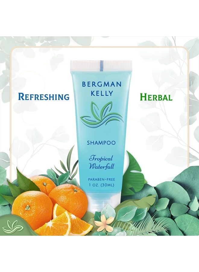 BERGMAN KELLY Hotel Toiletries Bundle (Tropical Waterfall, 1 oz each, 100 Pcs) 4-Piece Set: 25 Rectangular Bar Soap, 25 Shampoo, 25 Conditioner & 25 Body Lotion - Bulk Mini Guest Amenities Supply - Image 4