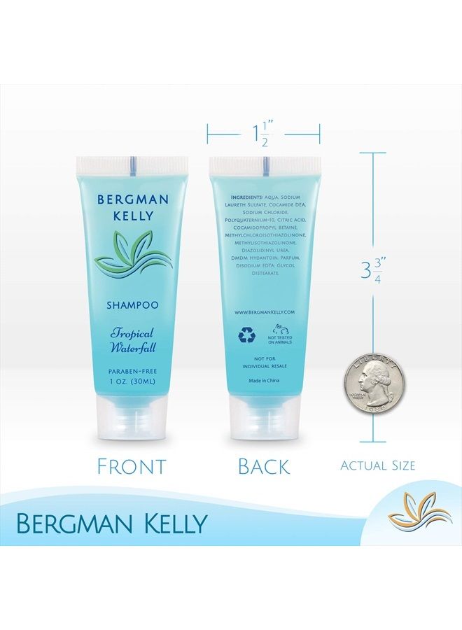 BERGMAN KELLY Hotel Toiletries Bundle (Tropical Waterfall, 1 oz each, 100 Pcs) 4-Piece Set: 25 Rectangular Bar Soap, 25 Shampoo, 25 Conditioner & 25 Body Lotion - Bulk Mini Guest Amenities Supply - Image 3