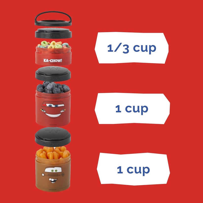 Whiskware Disney Pixar Stackable Snack Containers for Kids and Toddlers 3 Stackable Snack Cups for School and Travel Cars Lightning McQueen and Mater - Image 5