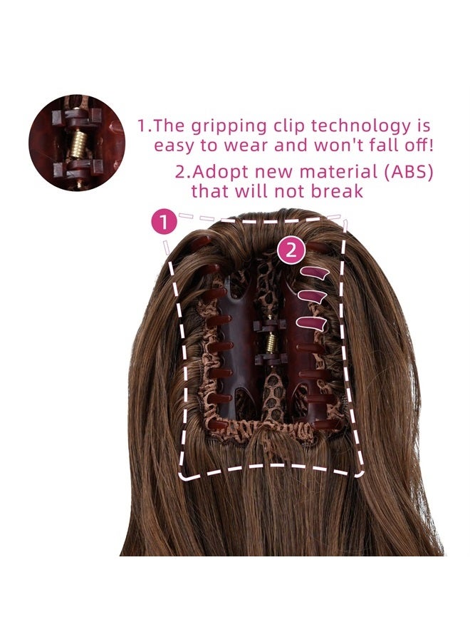 SYXLCYGG Brown Ponytail Clip,SYXLCYGG Clip Claw Pony tail 16" Wavy 4.5 OZ Synthetic Like Real Hair Fake Hair pieces For Women Easy To Use Fluffy¬ Tangled