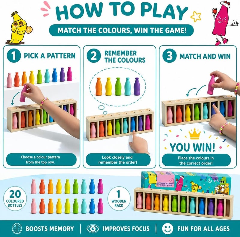MIANQI Bottle Matching Challenge Game, Color Matching Family Game, Group Party Game, Fun Engaging Activity for Kids and Adults, for Family Gatherings - Image 3