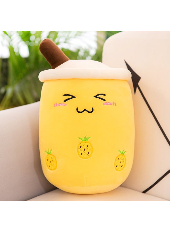 Creative Milk Tea Cup Pillow Girls Sleeping Bed Super Soft Plush Toy Cute Rag Doll Birthday Gift-Color:Milk Tea Cup (yellow Smile)-Height:35cm - Image 1