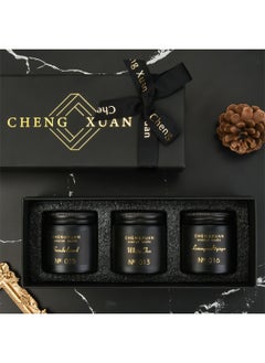 CHENGXUAN 3Pcs Scented Candle Set, Natural Soy Wax Air Freshener Gift Kit for Home Office Décor (Sandalwood + White Tea+ Lemongrass & ginger)  - Image 3