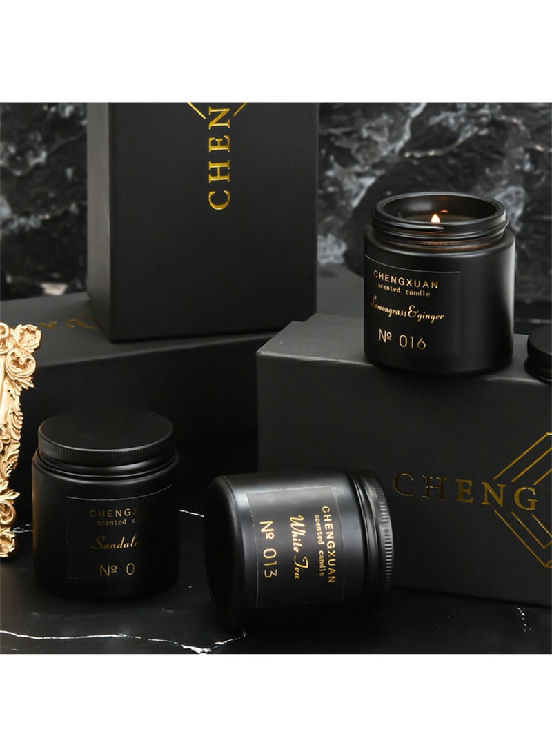 CHENGXUAN 3Pcs Scented Candle Set, Natural Soy Wax Air Freshener Gift Kit for Home Office Décor (Sandalwood + White Tea+ Lemongrass & ginger)  - Image 4