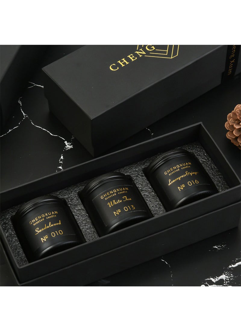 CHENGXUAN 3Pcs Scented Candle Set, Natural Soy Wax Air Freshener Gift Kit for Home Office Décor (Sandalwood + White Tea+ Lemongrass & ginger)  - Image 5