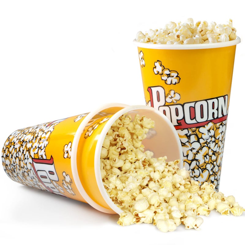 Novelty Place Novelty Place Retro Style Plastic Popcorn Containers for Movie Night  7 Tall x 45 Top Diameter 3 Pack
