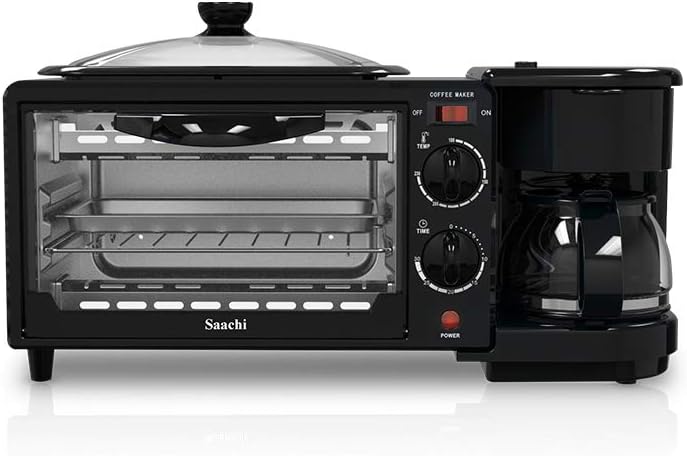 Saachi 3 in 1 Breakfast Machine with Coffee Maker, Non-Stick Griddle, Mini Oven Toaster 9L, Multi-Functional Breakfast Maker with Timer & Temperature Control – NL-BS-2951 - Image 2