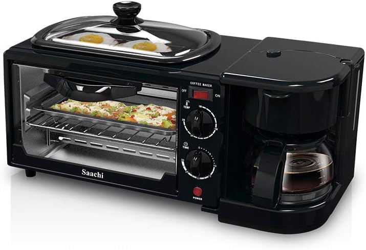 Saachi 3 in 1 Breakfast Machine with Coffee Maker, Non-Stick Griddle, Mini Oven Toaster 9L, Multi-Functional Breakfast Maker with Timer & Temperature Control – NL-BS-2951 - Image 3