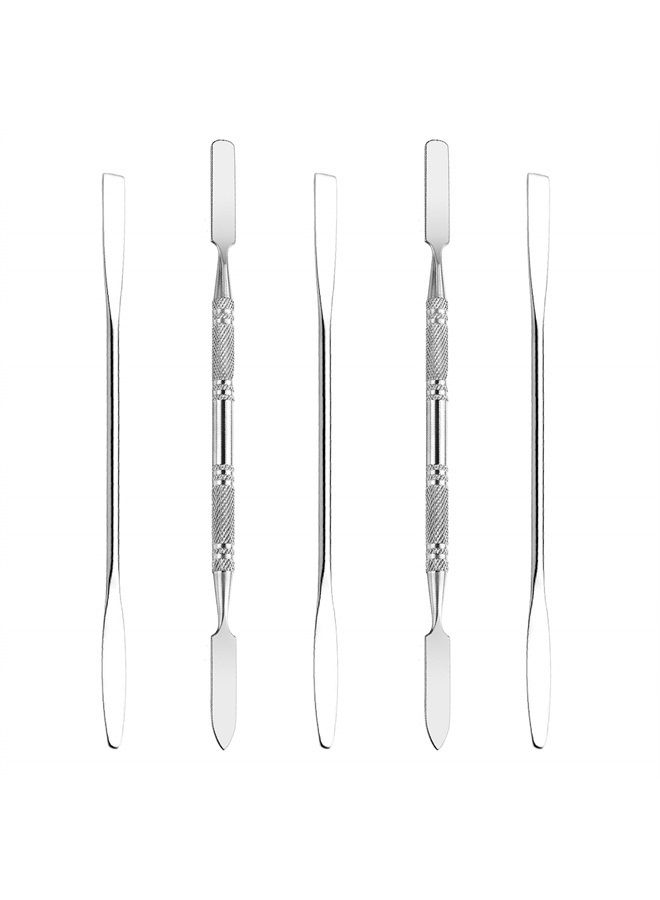 Wismee 5Pcs Makeup Spatula tool metal Set Professional Beauty Stainless Steel Cosmetics Mixer Long Metal Spatula Depotting Mixing Tool (#1+#2) - Image 1