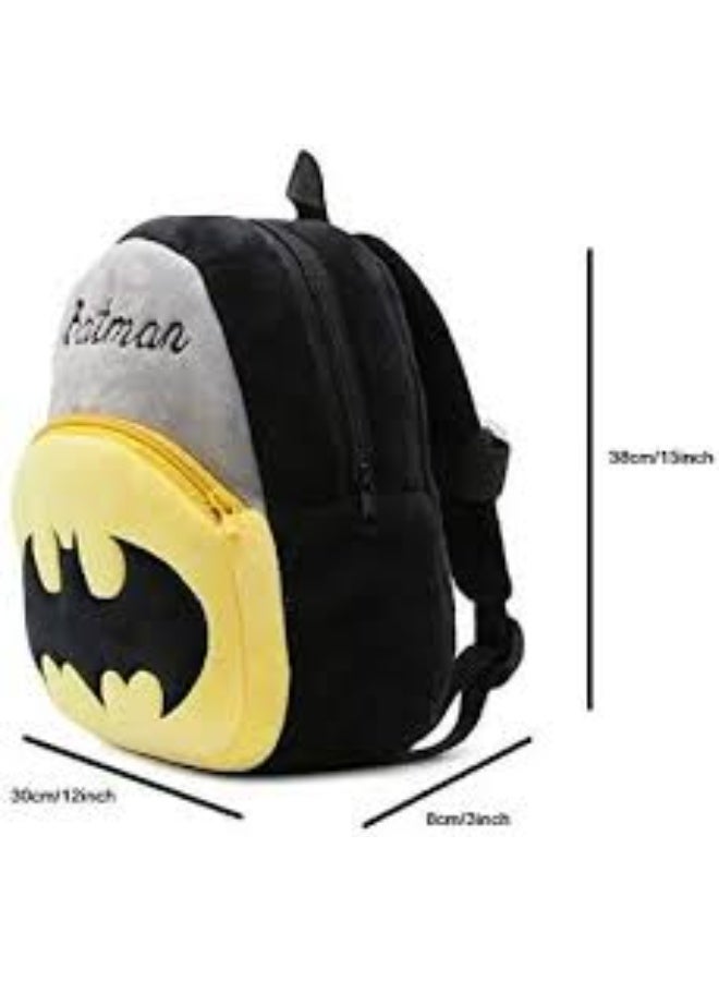 School Bag for Cute Kids for Preschool Soft Plush Batman Bag for toddlers Mini Travel Cartoon Nursery Backpack for Baby Boys, M - Image 2
