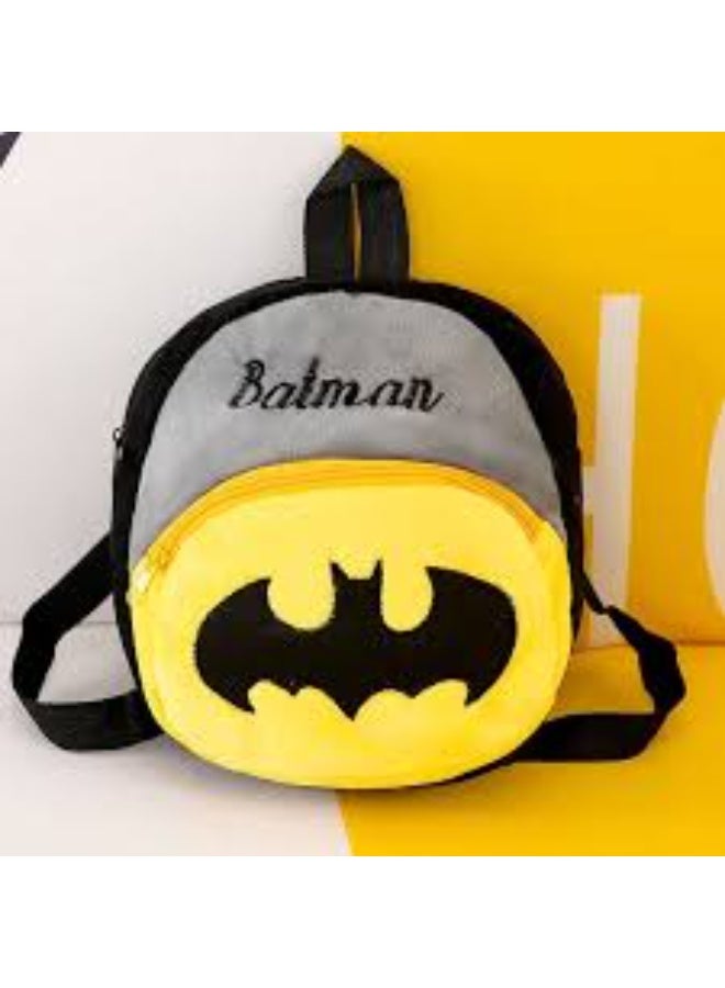 School Bag for Cute Kids for Preschool Soft Plush Batman Bag for toddlers Mini Travel Cartoon Nursery Backpack for Baby Boys, M - Image 1