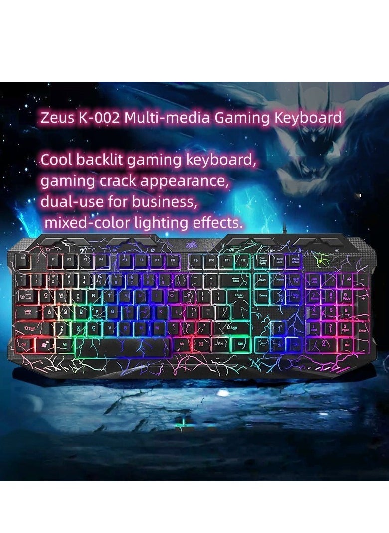 ماركة غير محددة - لوحة مفاتيح الألعاب المتعددة الوسائط ZEUS Rainbow Membrane بتصميم كامل الحجم - مفتاح (عربي/إنجليزي) - 112 مفتاحًا مع لوحة مفاتيح رقمية، مفاتيح هادئة، التوصيل والتشغيل لأجهزة ويندوز /كمبيوتر /الكمبيوتر المحمول/سطح المكتب - Image 1
