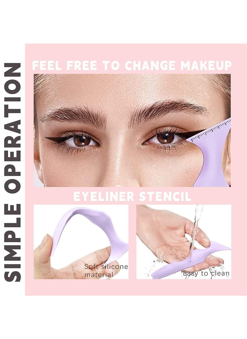 MMG - 2PCS 5 in 1 Eyeliner Stencils Silicone Winged Tip Eyeliner Aid Eyebrow Pencil Stencils Multi-Purpose Eye Makeup Tool for Winged Eyeliner, Defined Eyebrow, Eyelash, Face Contour and Lip Line - Image 1