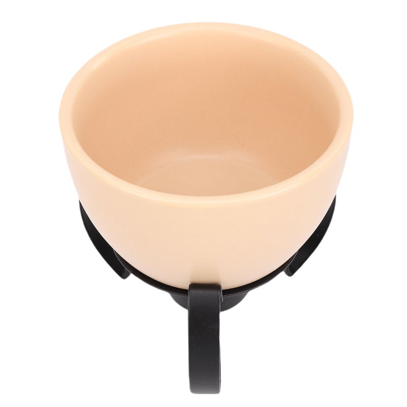 Beige Ceramic Cheese Fondue Pot Hand Painted Melting Pot Detachable Metal Stand - Image 4