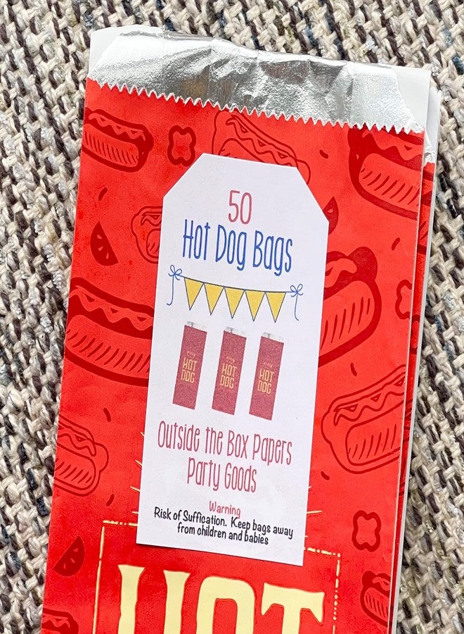 Outside the Box Papers Printed Foil Hot Dog Bags - 50 Pack - Silver Red by Outside the Box Papers - Image 3