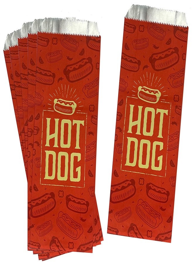 Outside the Box Papers Printed Foil Hot Dog Bags - 50 Pack - Silver Red by Outside the Box Papers - Image 1