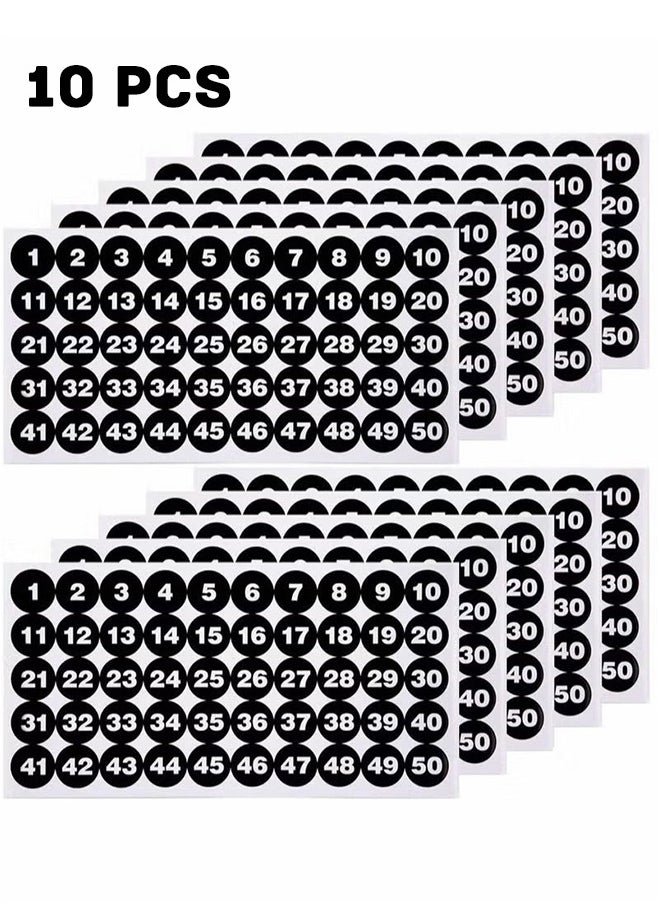 Realfrog Number Stickers, Consecutive Number Stickers (1-50) 2.54cm Number Labels Waterproof Self-Adhesive Universal Label for Indoor Outdoor Daily Storage Uses (10 Sheets)  - Image 1