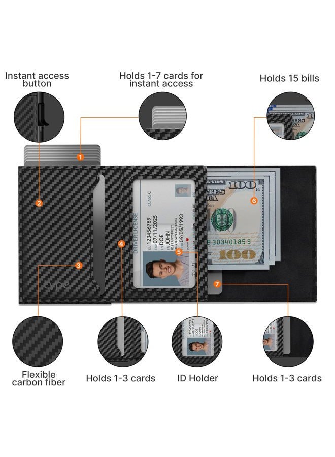 typecase Mens Smart Wallet Card Holder for AirTag: Leather, Compatible with Apple Air Tag, RFID Blocking, Slim, Carbon Fiber, Minimalist - 9-14 Card Capacity | ID Window | Cash Slot (Black) - Image 3