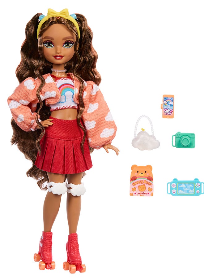 Barbie Dream Besties Doll and Accessories, Teresa Posable Roller Skating Fashion Doll with Brown Hair, 9Video Game Themed Pieces  - Image 2