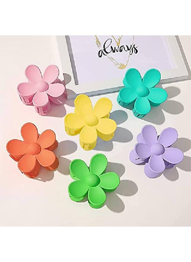 Messen 12 Pieces Flower Claw Clips Large Hair Jaw Clips For Women Girls Thick Hair 12 Colors Matte Big Hair Claw Clips Non Slip Strong Hold Hair Catch Clamps Barrettes Headwear Accessories For Thin Hair  - Image 5