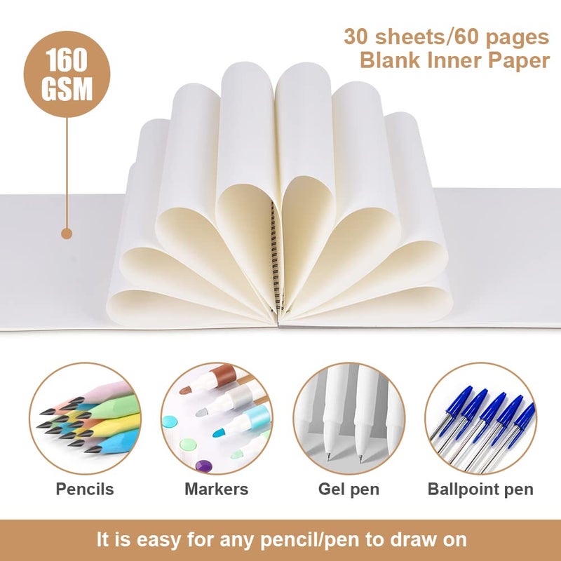 OFFCUP Drawing Pad, 2pack A5 Spiral Bound Notebook, 160gsm Drawing Paper A5 Sketchbook Spiral Bound Sketchbook with Acid Sketch Pad for Landscape, Artist Painting, Watercoulor 60 Pages/ 30 Sheets - Image 5