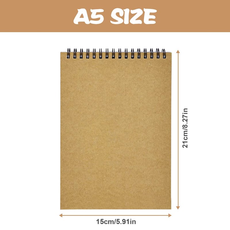OFFCUP Drawing Pad, 2pack A5 Spiral Bound Notebook, 160gsm Drawing Paper A5 Sketchbook Spiral Bound Sketchbook with Acid Sketch Pad for Landscape, Artist Painting, Watercoulor 60 Pages/ 30 Sheets - Image 2