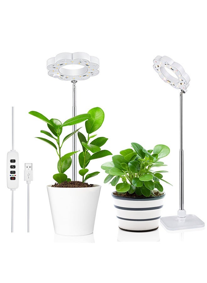 Peachjoy Indoor Plant Grow Light, Full Spectrum LED, Detachable Stand, Auto Timer, 10 Brightness Levels, 3 Light Modes, White, Plastic and Metal, Desk Grow Lamp for Small Plants - Image 1