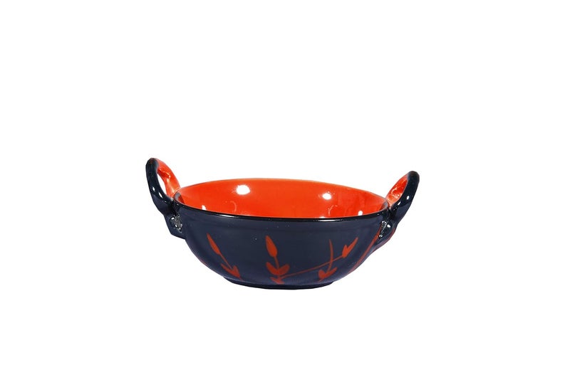 Caffeine Ceramic Handmade Red Black Serving Kadhai Small Set of 1 - Image 1