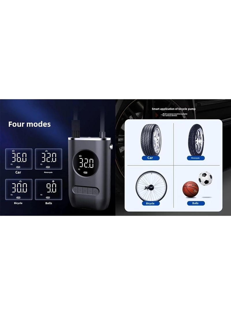 Smart electric air pump, intelligent automatic shut-off, compatible with cars, bicycles, balls, floats, and motorcycles, with LED light. - Image 5