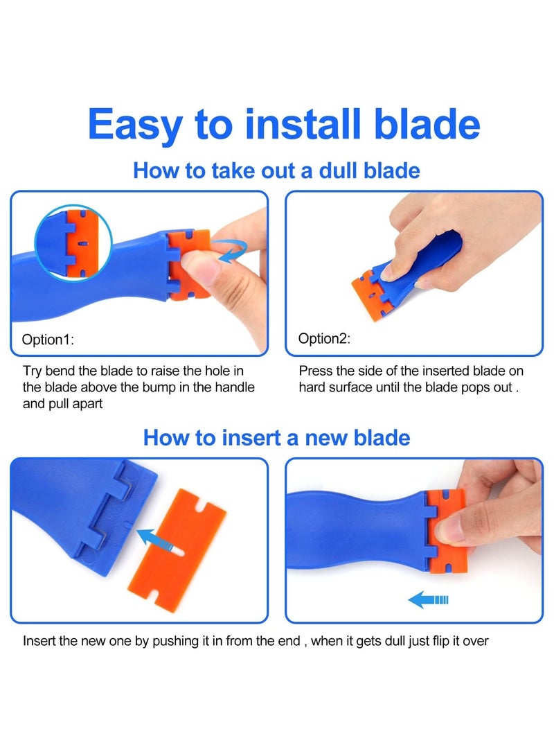 Fasola Plastic Razor Blades Sc, Cleaning Scraper Set, Sc Tool Cleaning Scraper with 50 Pcs Plastic Blades, Paint Labels Sc Removal Tool for Stickers, Glass, Car, Window - Image 4